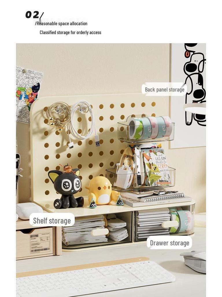 Desktop Acrylic Organizer: Pegboard Drawer Pen Holder and Storage Rack