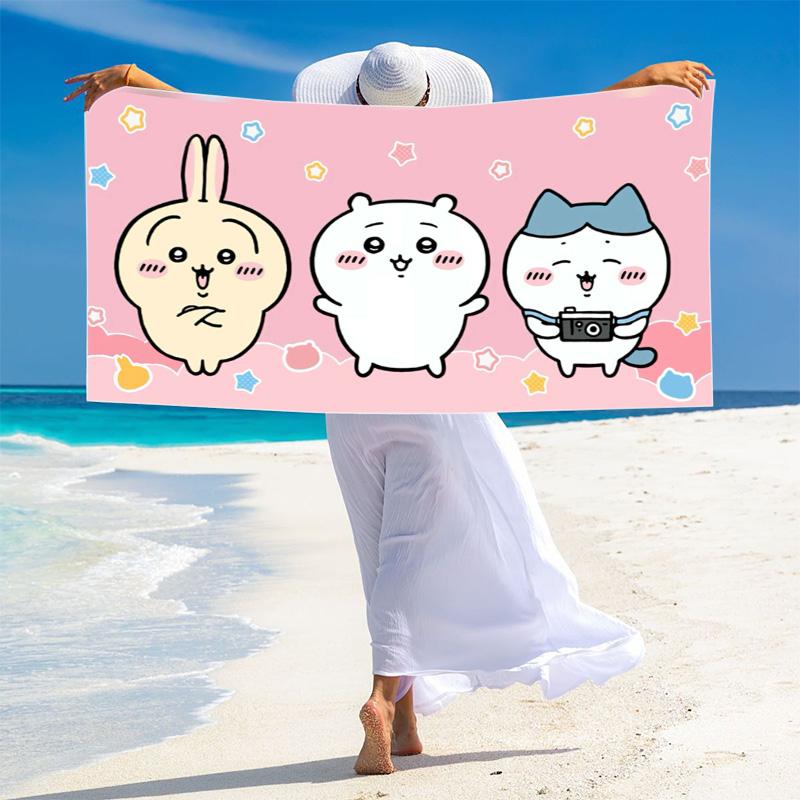 CHIIKWAWA Print Beach Towel, Large Soft Quick Dry Towel for Beach Camping Swimming