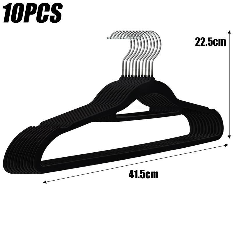 

30/10pcs Black Velvet Hanger for Clothes Pants Coat Closet Storage Hook Felt Non-Slip Hangers Racks Home Saving Space Organizers