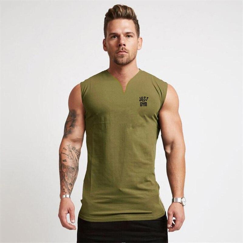 Muscleguys Fashion Trendy Tops Men's Sleeveless T-shirt Bottoming Shirt Simple V-neck Vest