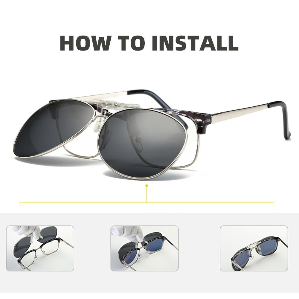 VIVIBEE Oversized Pilot Flip Up Clip On Sunglasses Polarized Men Driving Alloy Frame Big Size Women Aviation Glasses Clips
