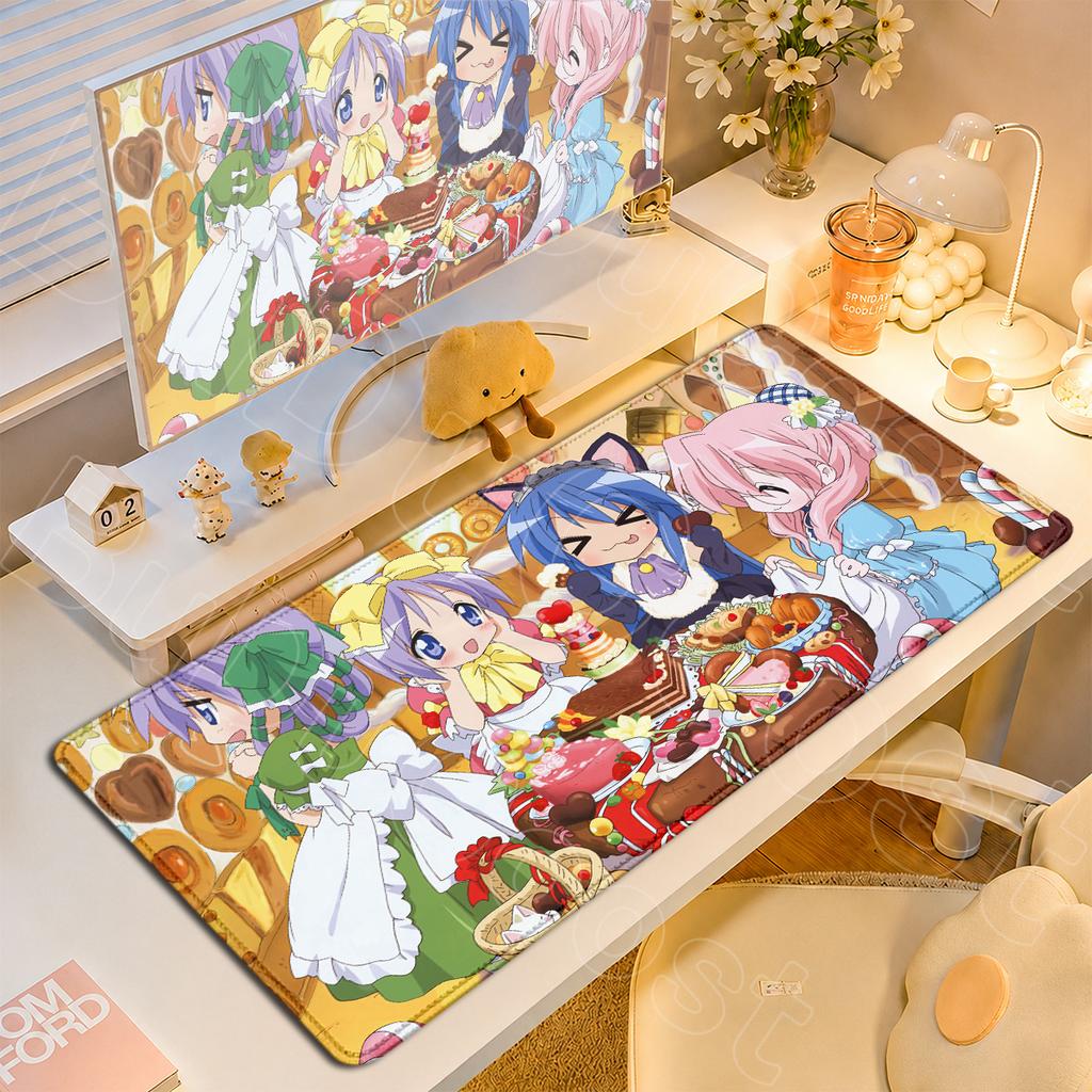 Large Office Cabinet Keyboard Mat Anime Lucky Star Konata Izumi's Mouse Pad PC Accessories Large Cute Locking Edge Laptop Carpet