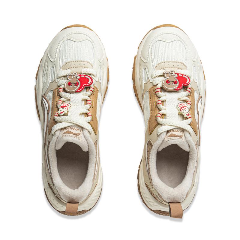 Li Ning Brown Sugar Cushioning Slip Resistant Abrasion Resistant Support Rebound Low top Casual Shoes Women's Khaki AGCV368-5