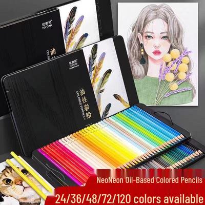 NeoNio Professional Water-Soluble Oil-Based Colored Pencils Set, 100 & 120 Colors In Iron Box for Hand-Painting