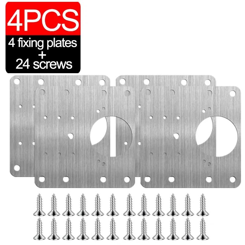 2/4Pcs Hinge Repair Plate Cabinet Furniture Drawer Table Scharnier Stainless Steel Household Hardware Hinge Fixing Brace Bracket