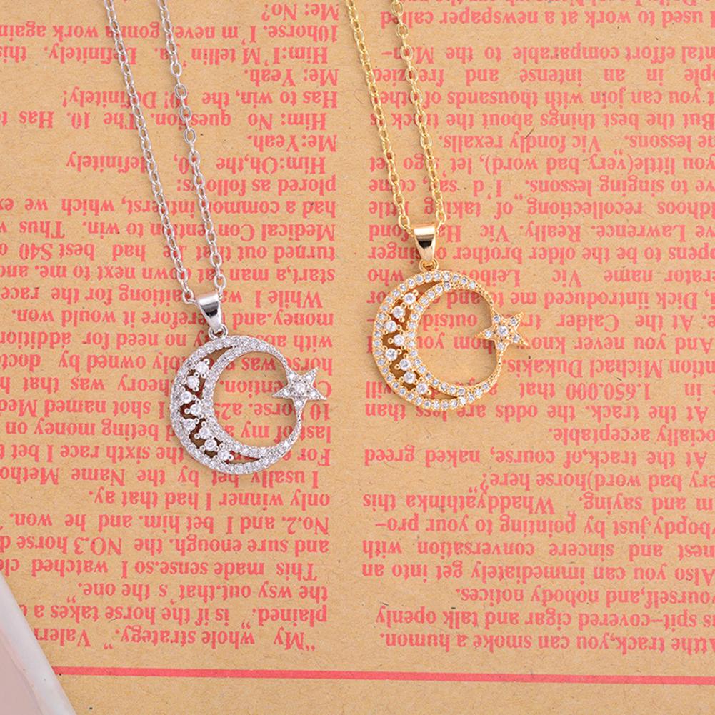 BLUELANS NECKLACE Wonderful Moon Star Chain Necklace Jewelry Cubic Crescent Pendant Women Present