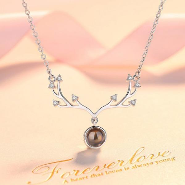 100 Languages, I Love You Necklace, Female Fashion, One Deer Has You, Deer Horn, Collar Chain