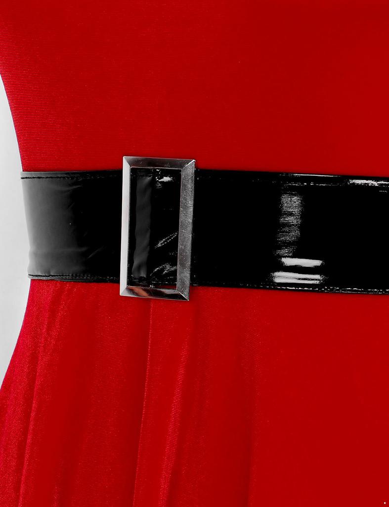 Womens Santa Costume 3 Piece Set Christmas Dress Cosplay Outfit Complete With Hat and Belt Accessories