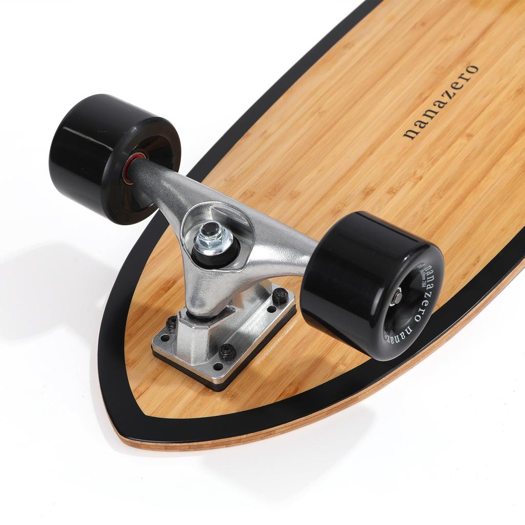 Nanazero Surf Skateboard Fish Bamboo Deck Black 31"