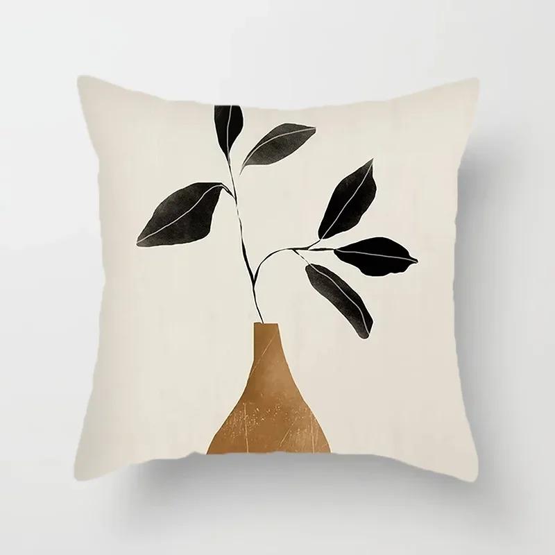 Taie d'oreiller de paysage Simple marron noir et blanc, décoration de dortoir, bureau, salon, canapé, maison