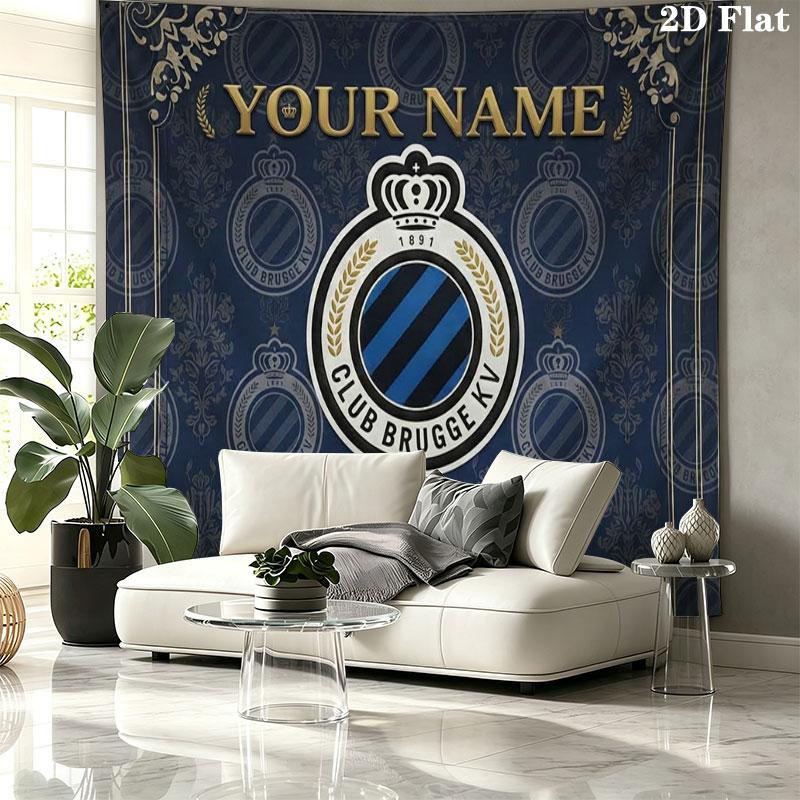 Club Brugge KV Custom Name Wall Tapestry Aesthetic Wall Hanging Printed Fabric Blanket Decorative Tapestries for Bedroom Living Room Home Decor