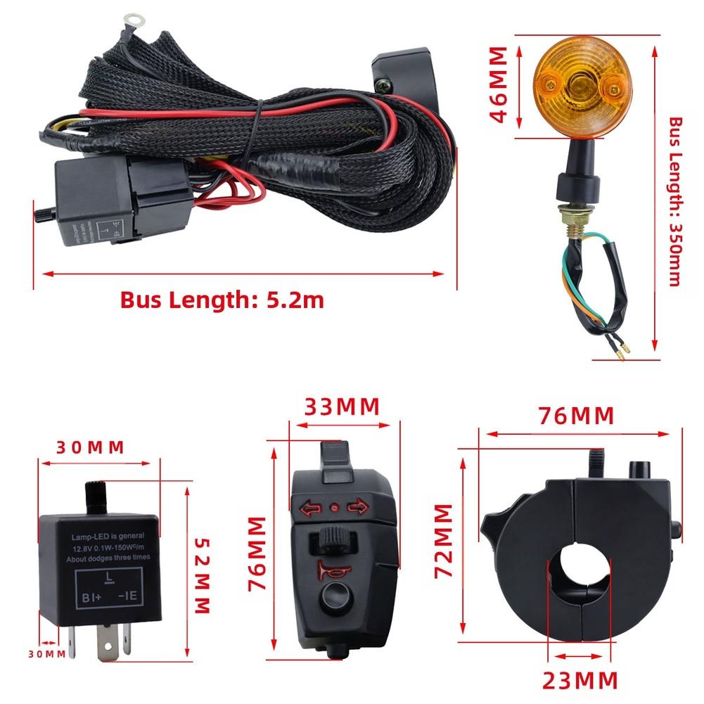 Multi-Purpose Turn Signal Kit With Adjustable Flash Relay For ATV Motorcycle Trucks Accessories Easy Installation