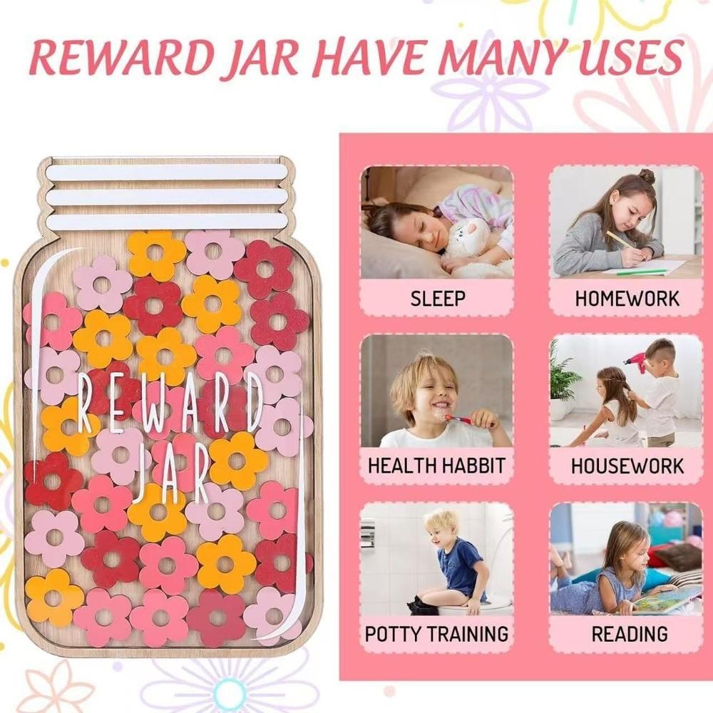 Flower Kids Star Reward Jars Wooden Classroom Reward Jar with Tokens  Birthday Gift