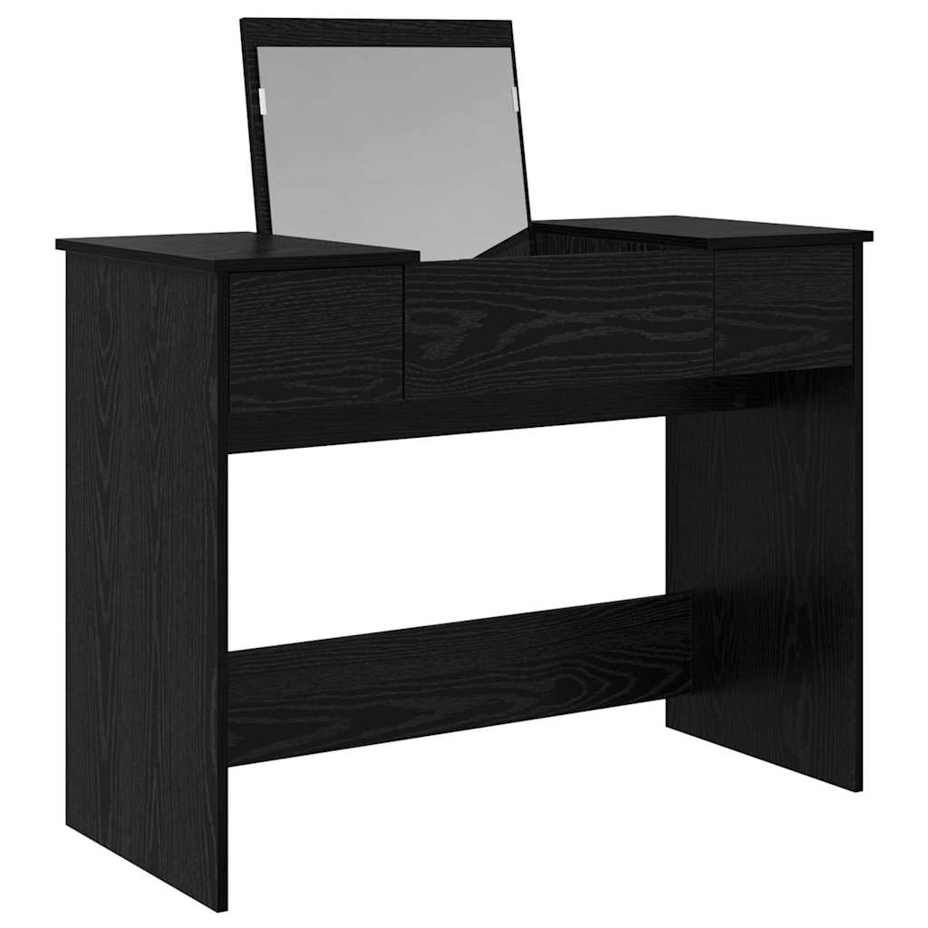 Cosmetic Table with Mirror Black Oak Effect 100 x 45 x 76 cm