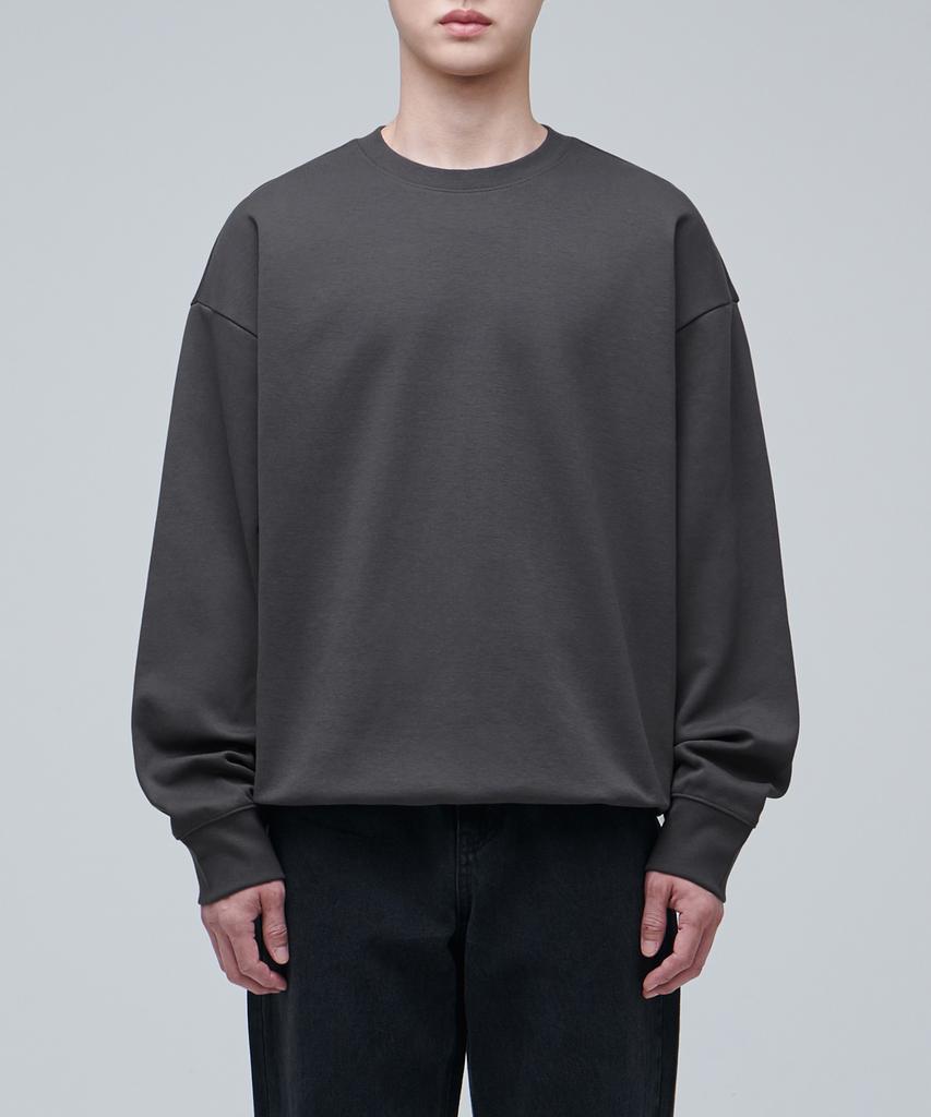 MUSINSA STANDARD Flat Terry Oversized String Sweatshirt [Gunmetal]