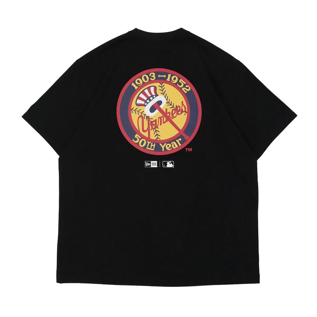 New Era MLB Cooperstown Short Sleeve COO SCRPT RS42 Korea Design T-Shirt, Black, Medium, NEYYAN, Black, JP,