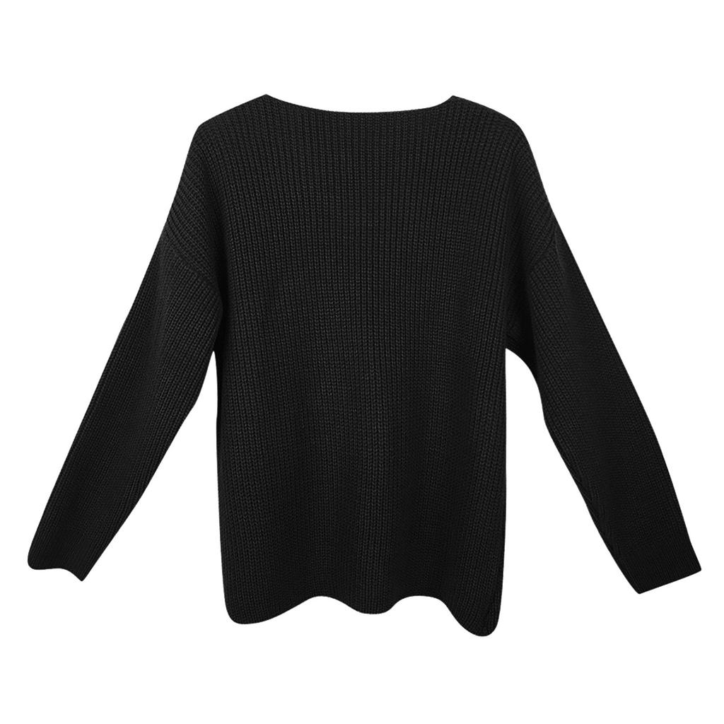Damenmode Casual Slim Fit Langarm Strickpullover mit V-Ausschnitt