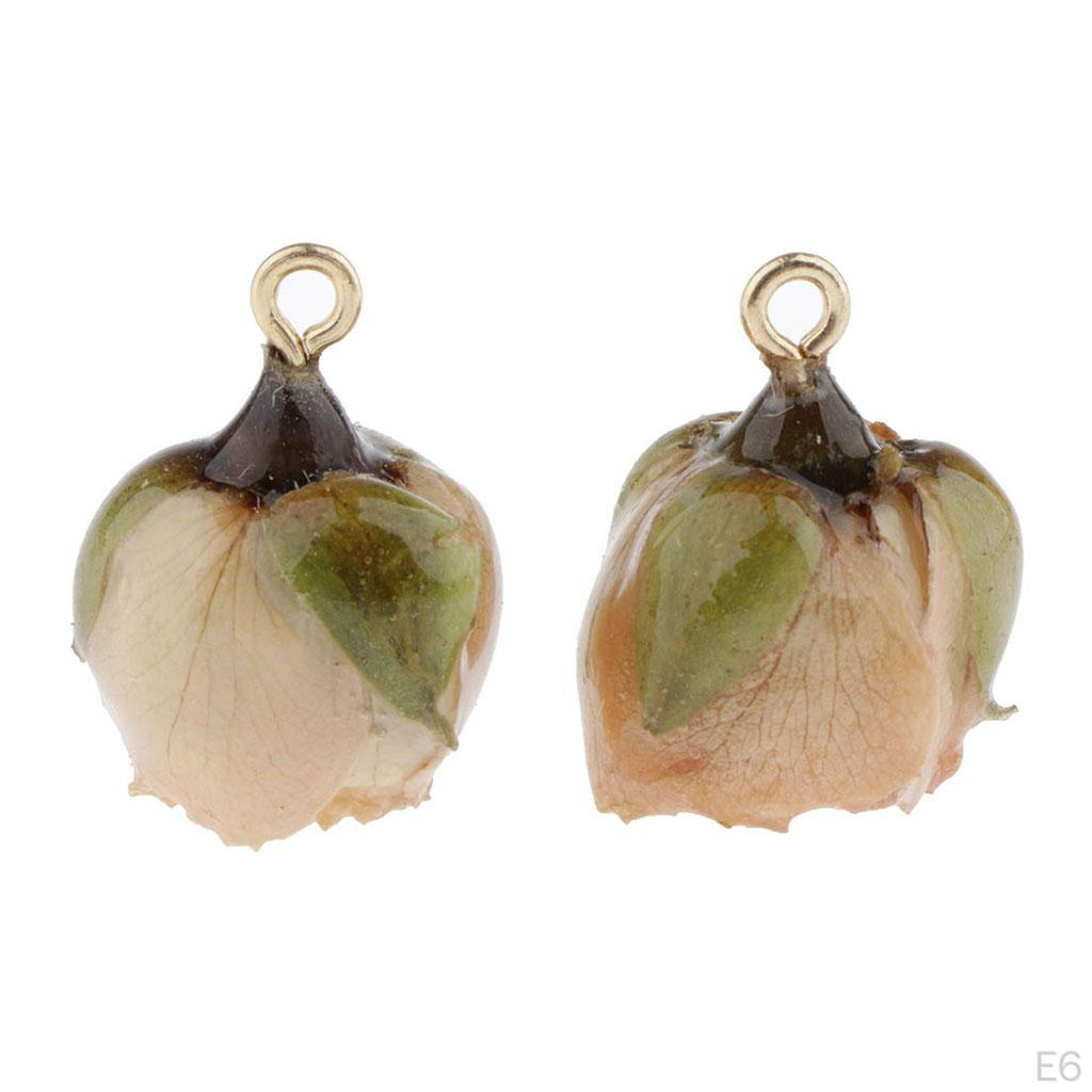 2 Piece Resin Dried Flower Pendant Jewelry Findings Crafting Charms For Necklace Bracelet