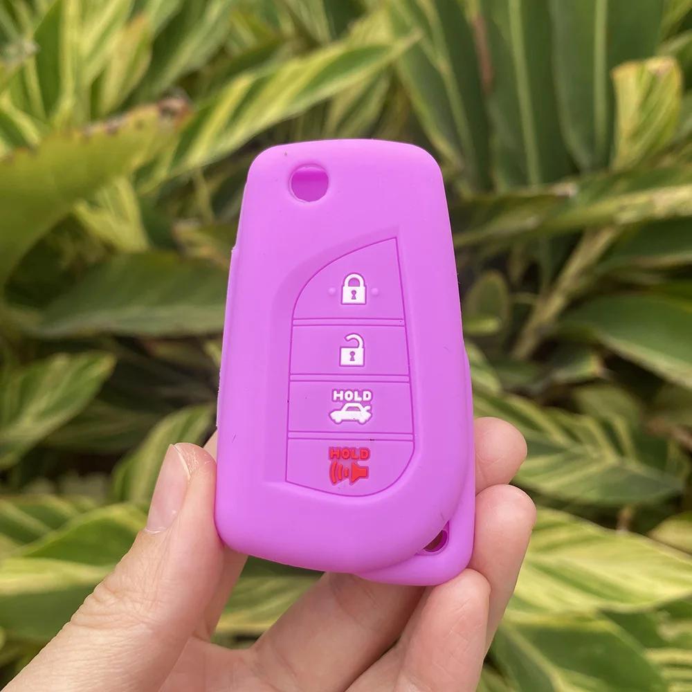 2 3 4 Button Silicone Car Key Case Cover Protect Shell Skin For Toyota Corolla Rav4 C-Hr Yaris Aygo Avensis Scion Vitz Flip Key