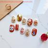 Adorable Year of the Horse Nail Stickers Lion Dance Art Print, Chinese New Year Manicure Decals Bow-themed