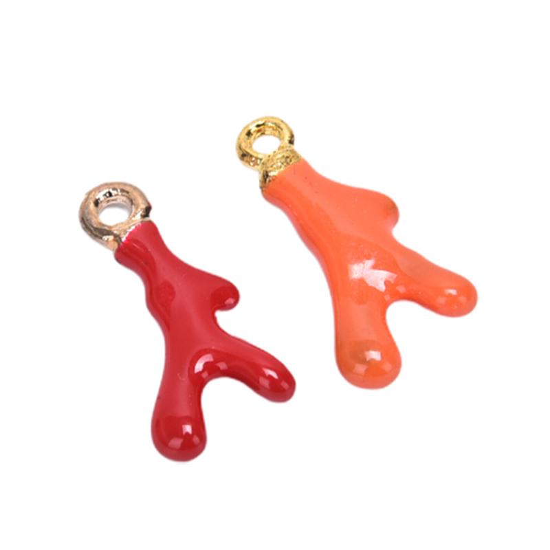 10Pcs Alloy Enamel Antler Shaped Charms Pendant Jewelry Making Craft Accessory