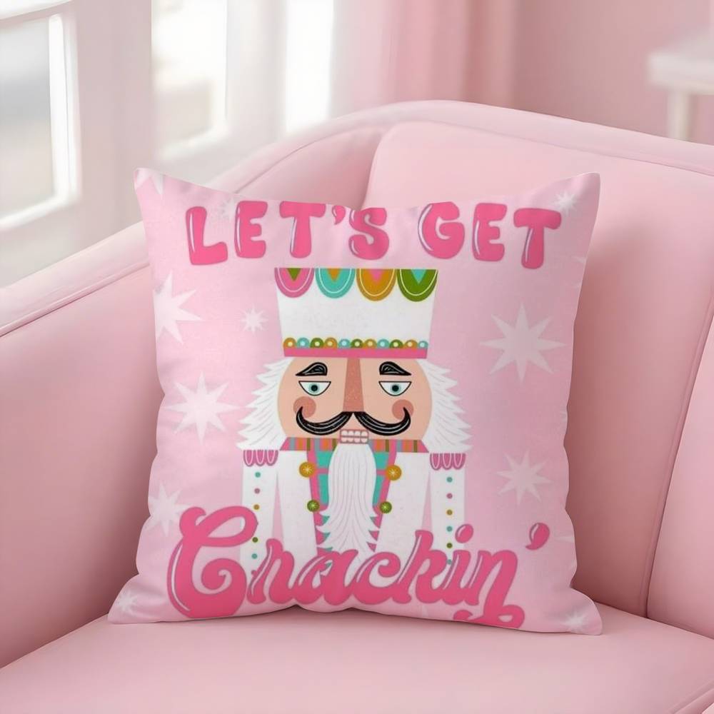 Счастливого Рождества Чехол для подушки «Щелкунчик» Плюшевая ткань Мягкая Наволочка Двусторонняя печать Наволочка Подарки для дома 12x12Inch