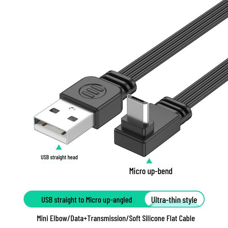 Silicone Flat USB to Micro Charging & Data Cable for Android/Dash Cam