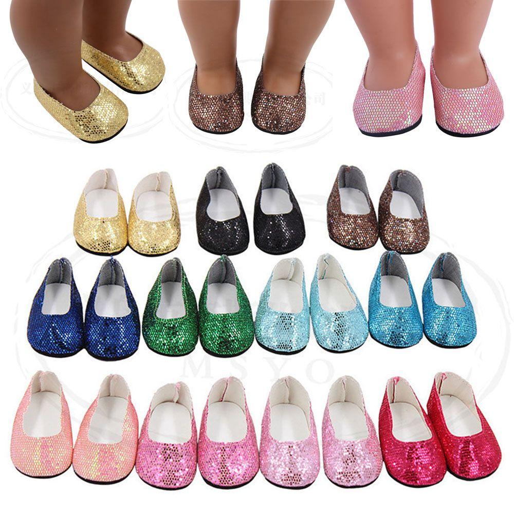 

Детский подарок, игровой домик, кукольный домик, блестящие кукольные туфли с блестками, подходят для игрушек 18 дюймов/43 см, аксессуары