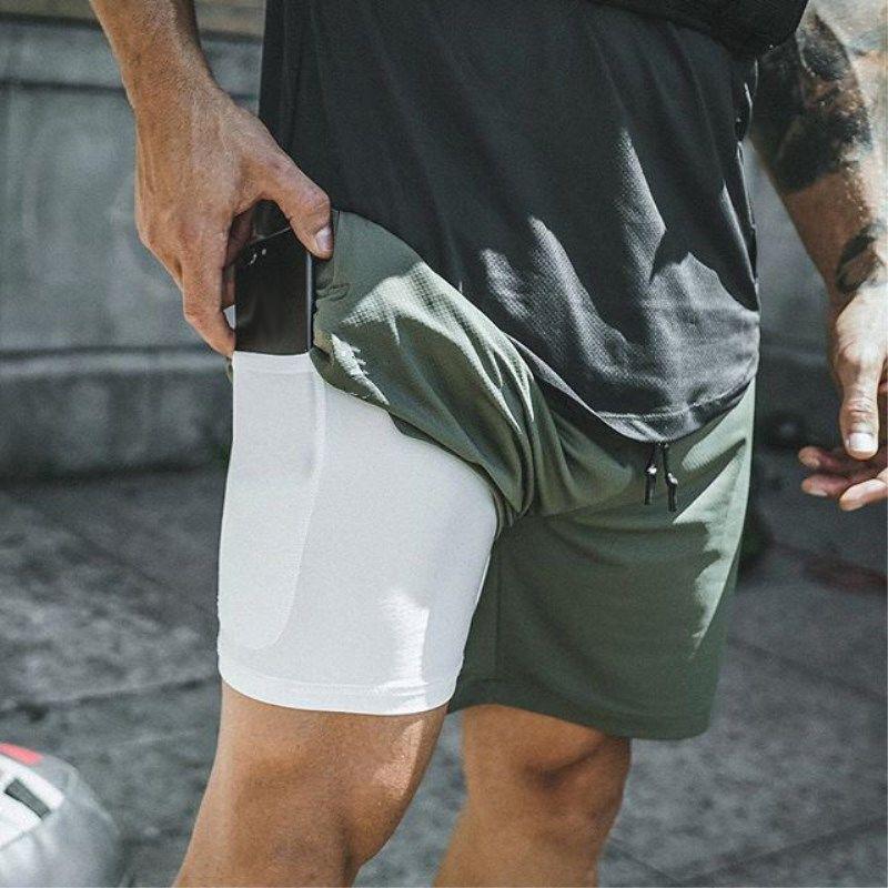 2 In 1 Sports Shorts Men's Gym Fitness Quick-drying Running Training Casual Basketball Shorts
