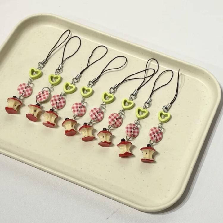 Sweet Fruit Core Keychain Cute Button Keyring for Women Fashion Jewelry
