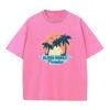 Mens Distressed Washed T Shirt With HAWAII Coconut Tree Print Pure Cotton Short Sleeve Vacation Style Casual Loose Fit Top