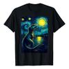 Camiseta Trex Dinosaur Dino, Estilo Van Gogh, Noche Estrella