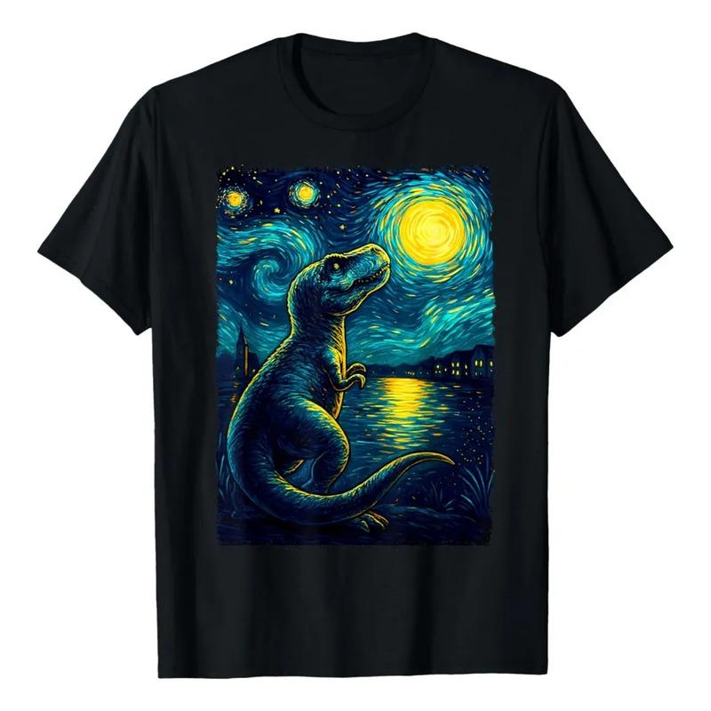 Camiseta Trex Dinosaur Dino, Estilo Van Gogh, Noche Estrella S разноцветный