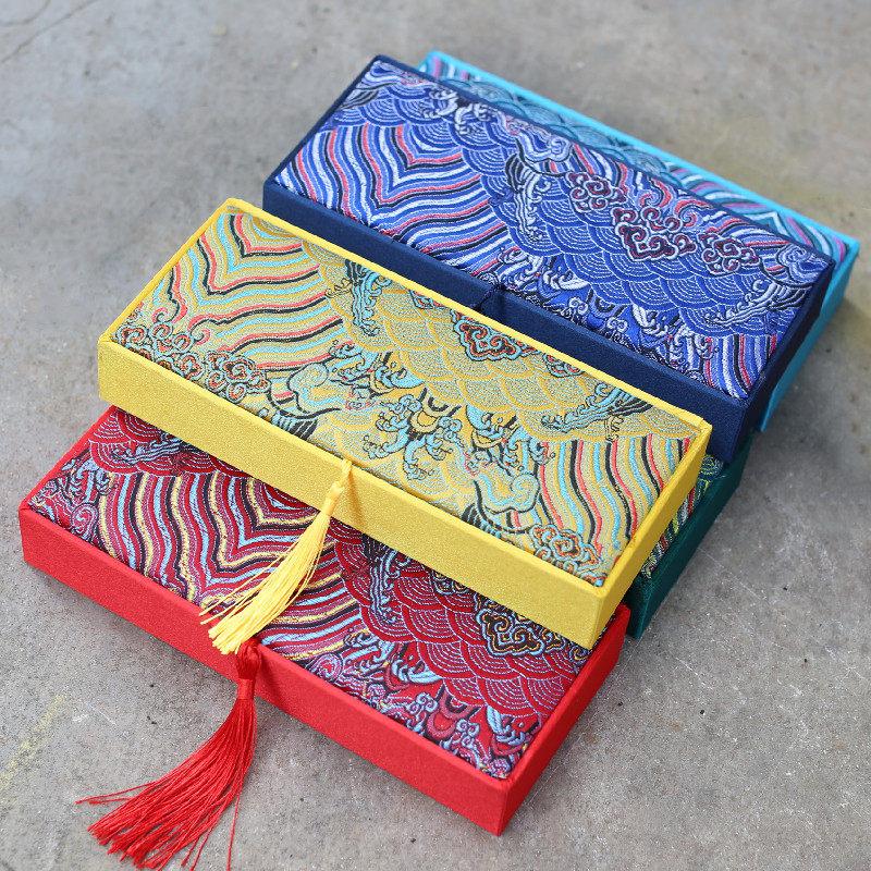 Chinese Style Rectangular Exquisite Tassel Brocade Box Gift Wrapping Available in Multiple Colors and Sizes Protect Your Jewelry