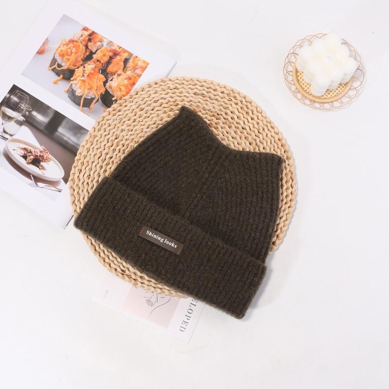 New Autumn and Winter Hat for Women's Letters Cat Ear Knitted Hat  Versatile Face  Small Pullover Hat  Warm Wool Cold Hat  Men