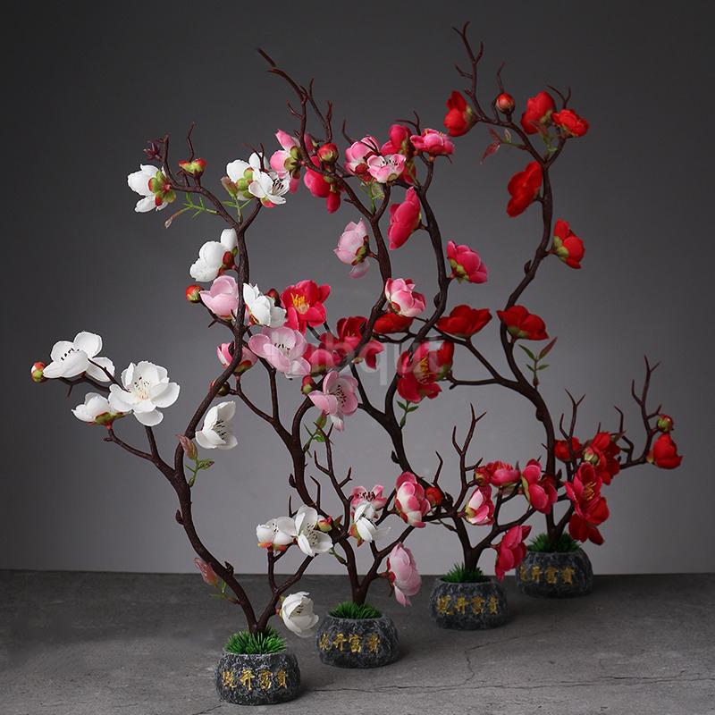 Japanese style plastic simulation flower Blossom Peach Blossom Ornament Sushi sashimi ornament Decorative artificial flowers-A
