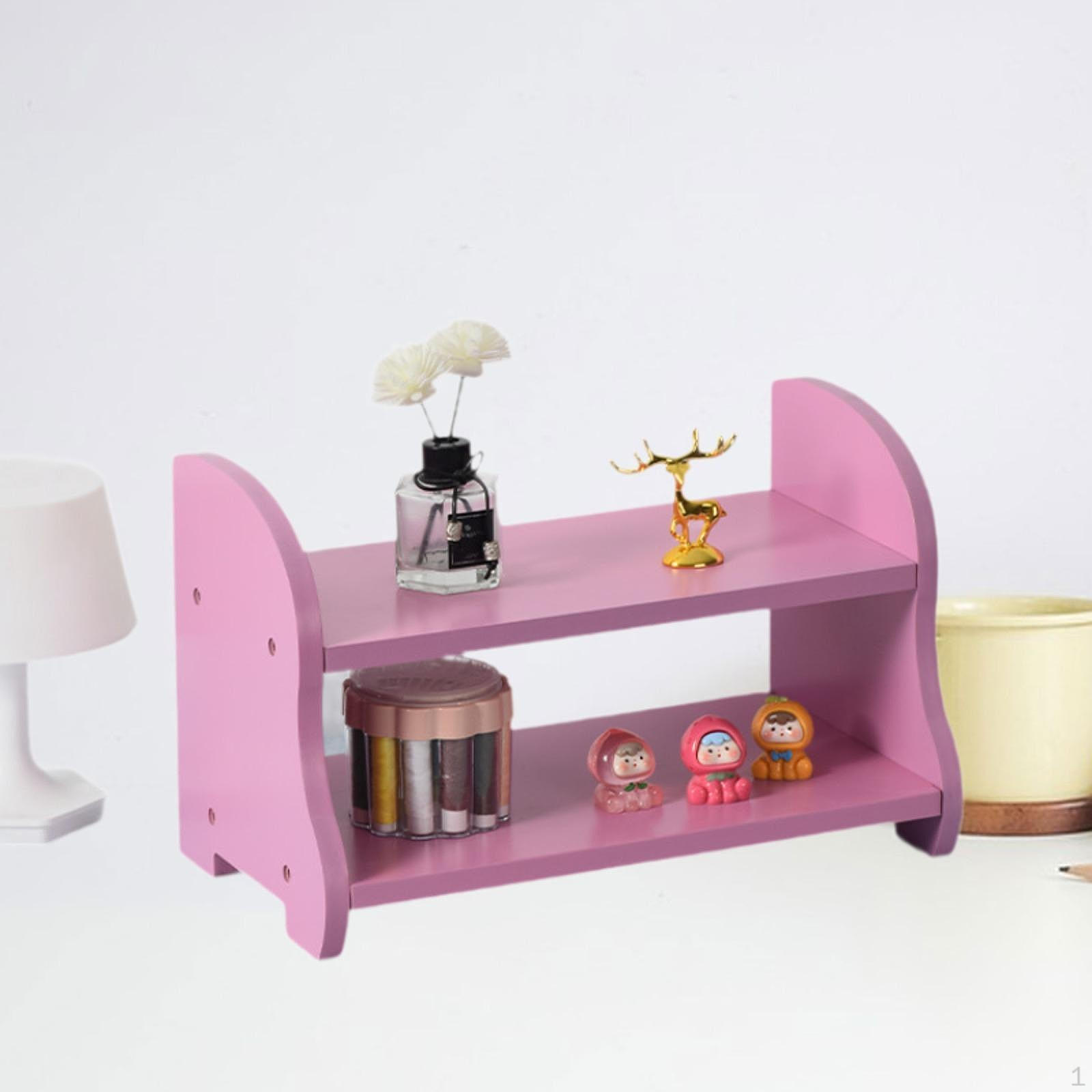 

Double Layer Desktop Storage Rack Organizer Gifts Multifunctional Holder Table Display Shelf розовый