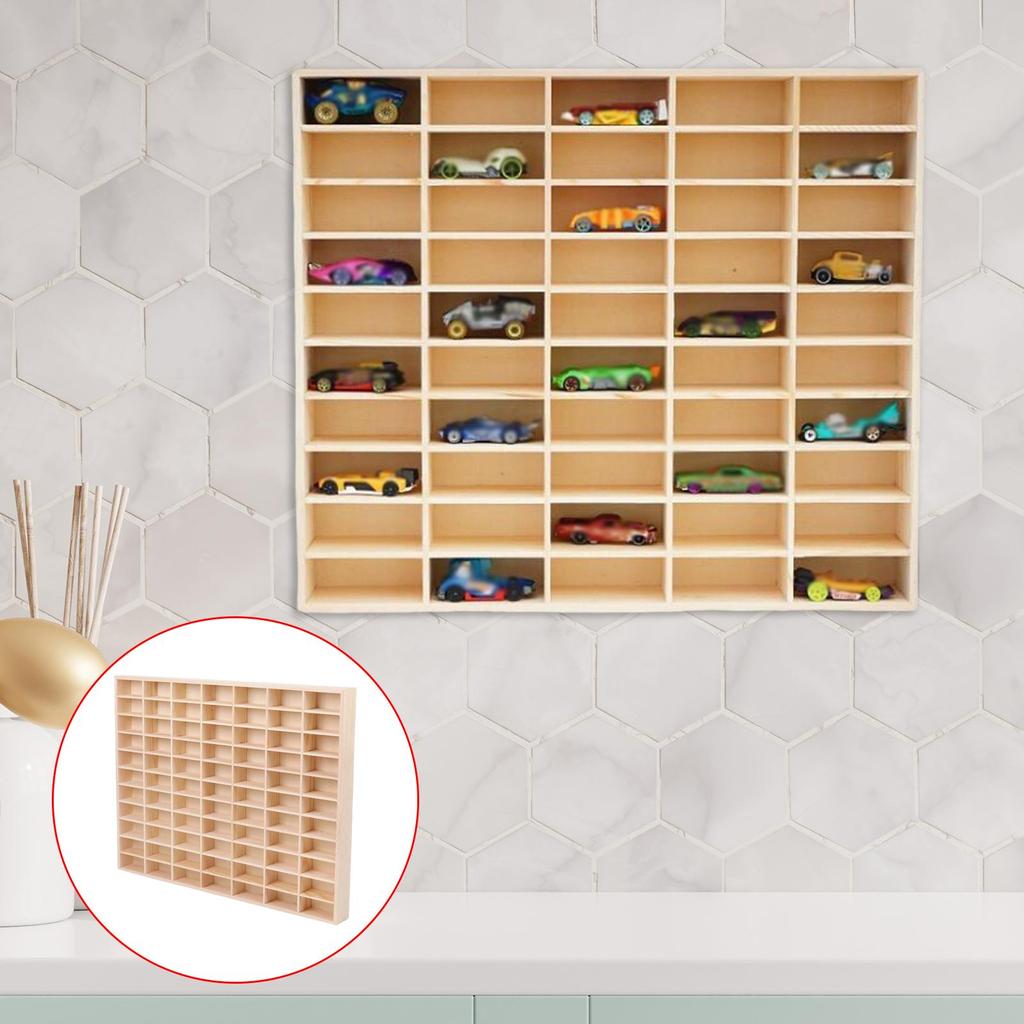Wooden Multi-grid Box Car Storage Display Box Hand-held Storage Box Multi-layer Display Cabinet Wall Toy Display Rack