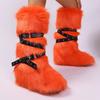 IPPEUM Winter Fur Boots 2025 Knee High Boots For Women Shoes Pink Red Purple y2k Snow Boots