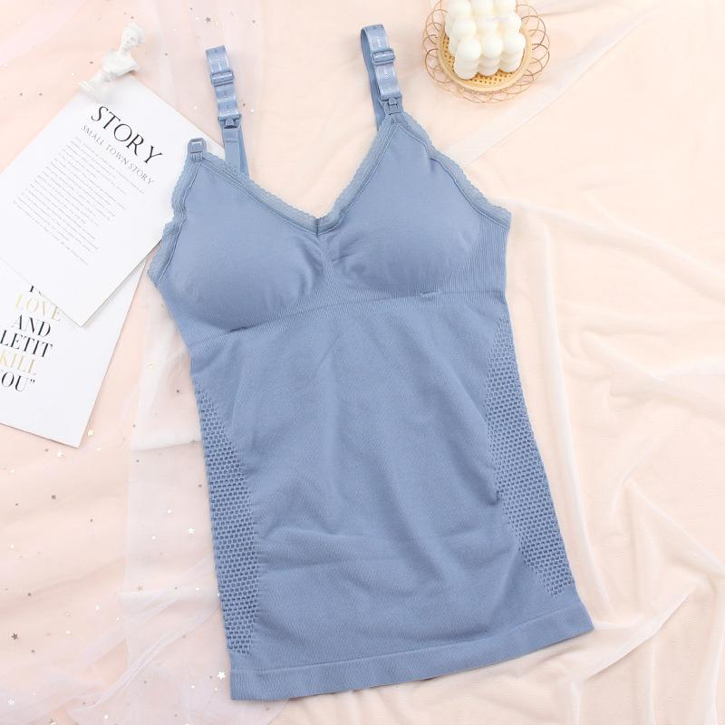 Ön Açık Toka Hamile Hemşirelik Tank Top Uzun Jartiyer Büyük Boy Emzirme Hemşirelik İç Giyim Ücretsiz Sütyen