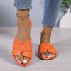 Large size round head one-word slippers women's summer new fashion outer wear women's sandals beach shoes