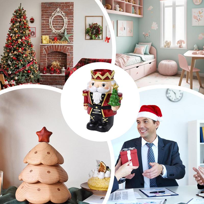 Christmas Candlestick Holder Resin Nutcrackers Nutcracker Candle Holder For Home Living Room Thanksgiving Mantel Household Dorm