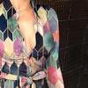 BITCED Women's Long Sleeve V-Neck Tie Fashion Sexy Printed Dresses