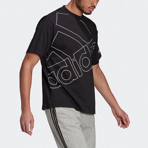 adidas Casual Sporty Printed Crew Neck Short-sleeve T-shirt for Men, Black