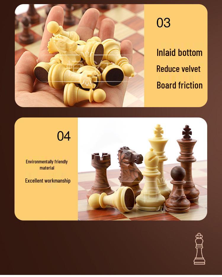 AIA UB Magnetic Wood Grain Plastic Chess Set - Portable Folding Board for Competition and Training, Available In Small and Large Sizes