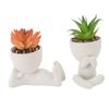2pcs Artificial   Flower Pot Cute Innovative Human Shaped   Fake   Flower Pot for Home Desktop Decor
