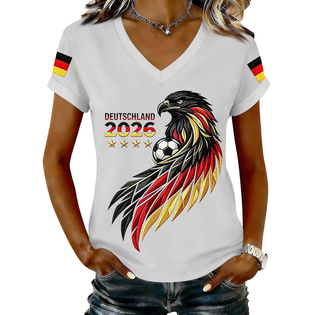 Womens Casual V Neck T Shirt Short Sleeve Letter Print Top Lightweight Soft Fabric Comfortable Fit Stylish Design