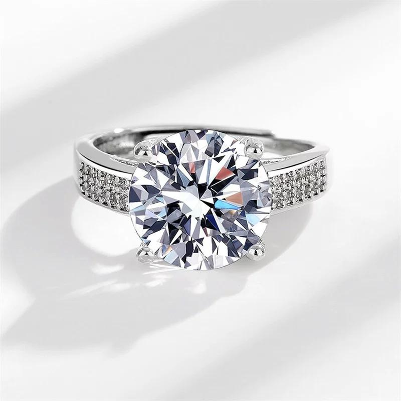 Cold wind super flash moissanite ring women's 925 silver Hong Kong style celebrity high-end fashion Valentine's Day simulation diamond ring