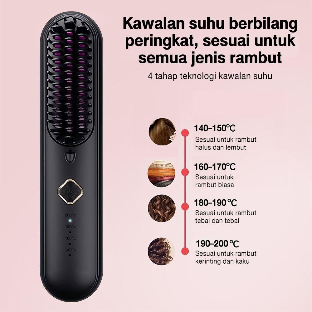 Negative lon Wireless Hair Straightener Comb Cordless Hair Curler Portable Mini Comb  Hair Care