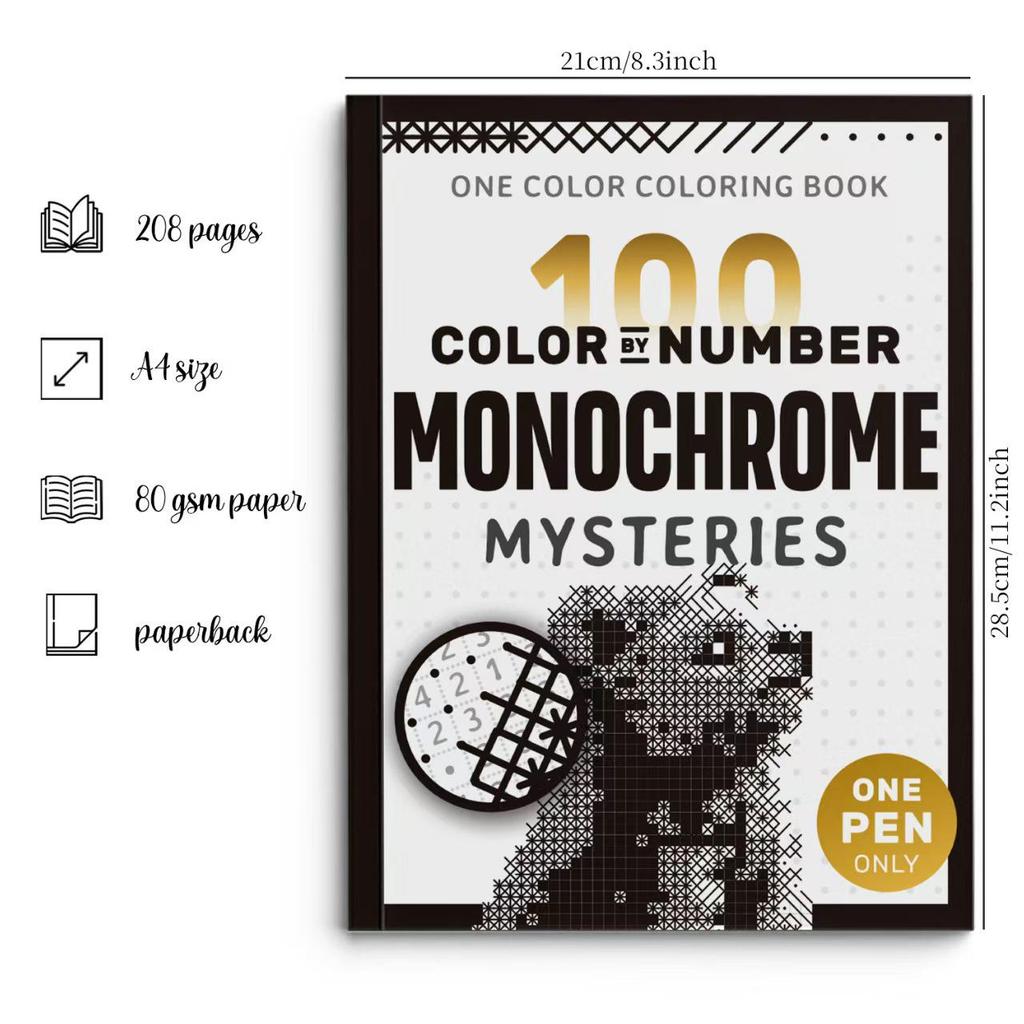 Cross 100: Color by Number Monochrome Mysteries HD Edition